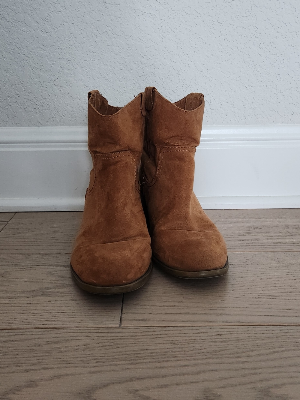 Tan Suede Western Ankle Boots